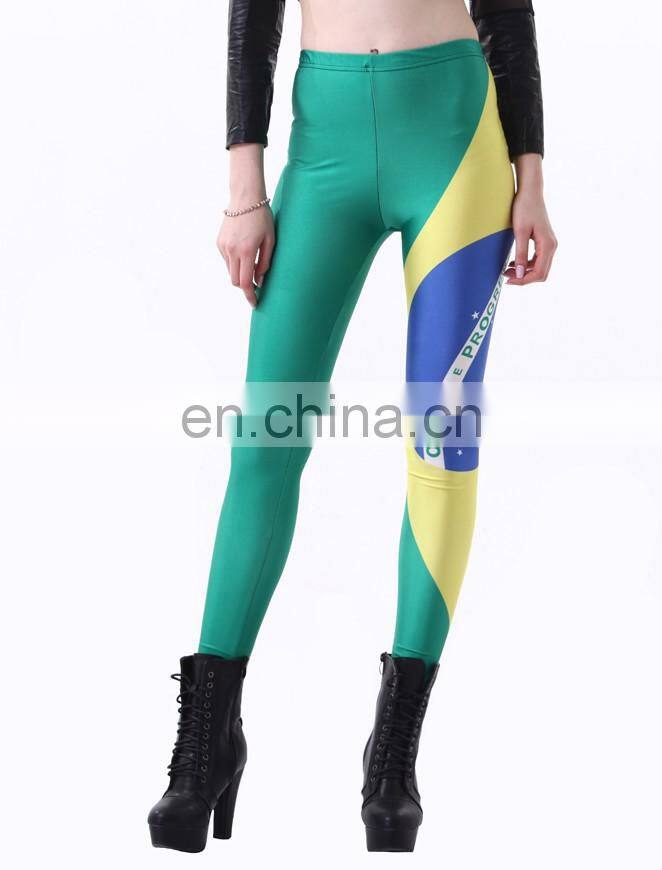 Wholesale no moq paypal accept green Brazil flag elegant galaxy leggings
