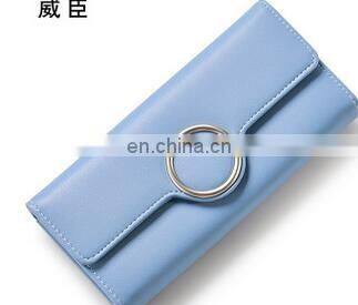 Fashion Decorative Metal Ring Package Woman Wallet Long Solid Simple HASP Womens Purse PU Leather Brand Women Wallet Coin Pocket