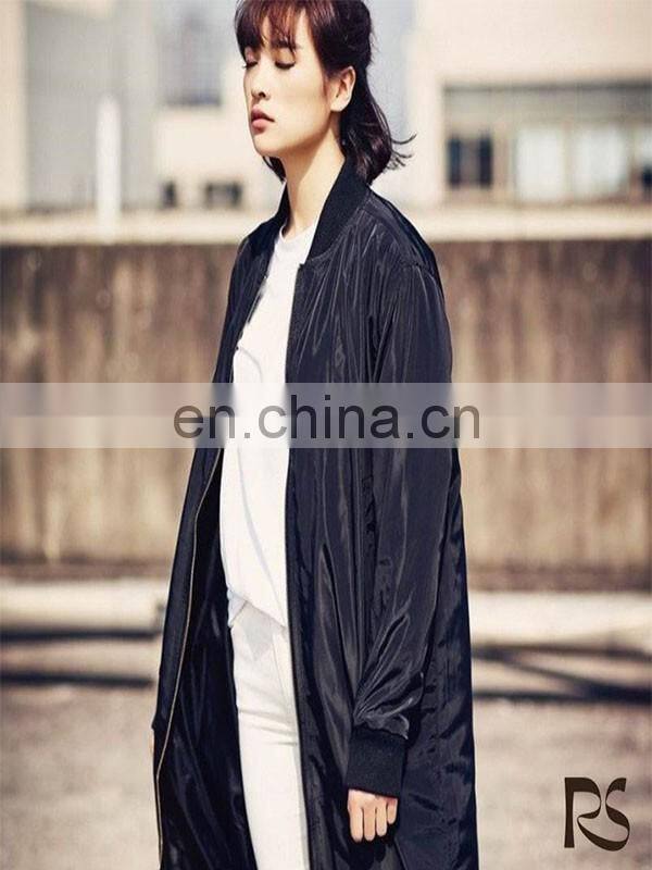 Black Oversized Nylon Zipper Winter Jacket