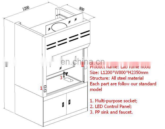 Economic and practical chemistry fume hood and steel fume chamber