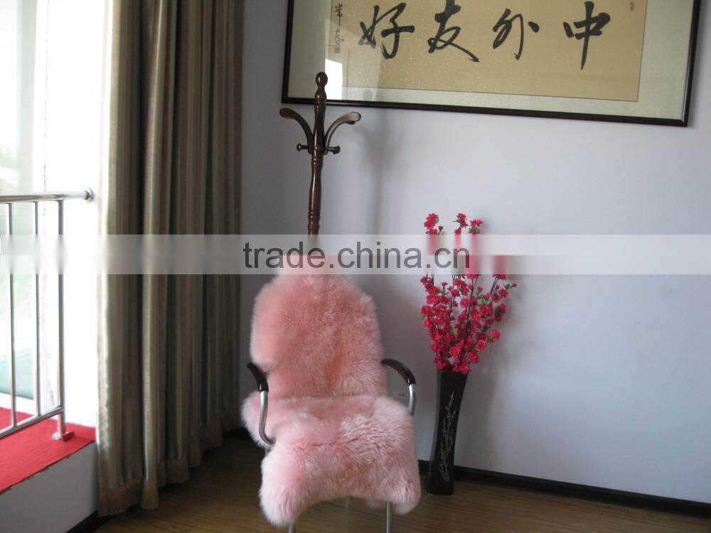 Real new zealand pink sheepskin rug