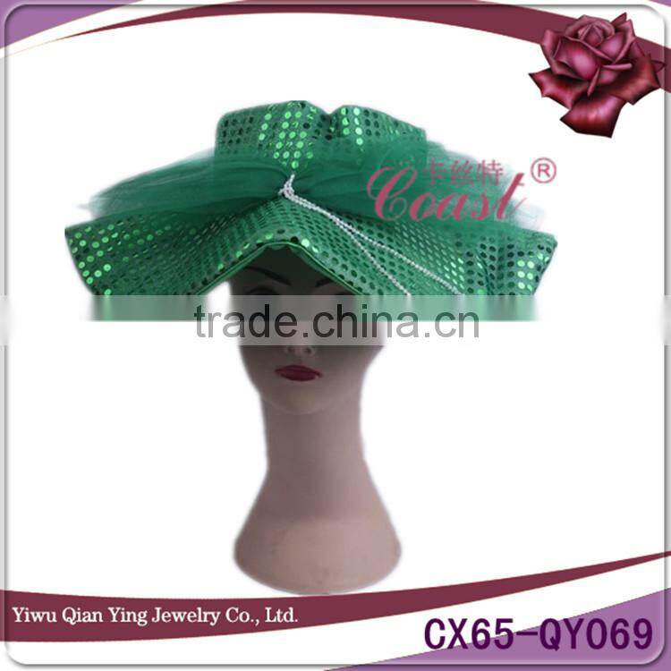 Sequin tall style hat with clover for St patrick day