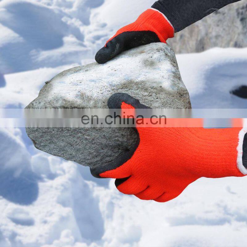 Antifreezing Thermal Gloves Polyacrylic Knitted Winter insulated Gloves Foam Latex 3/4 Palm Coated Cold Weather Gloves