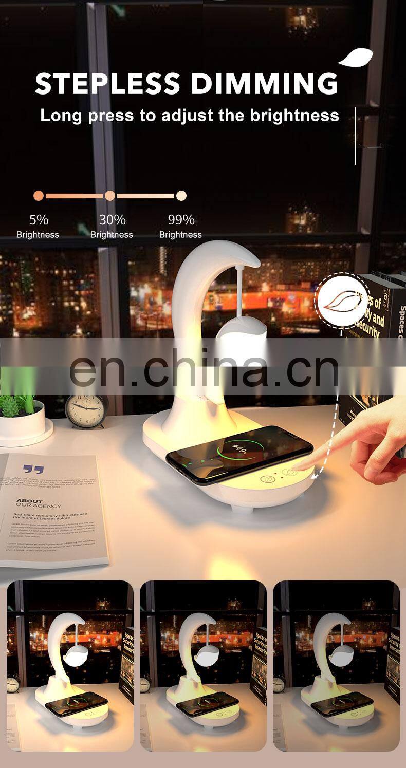 3D Stereo Surround Sound Music Night Light Usb Wireless Charging Auto 7 Color Changing Desk Lamp With Speaker