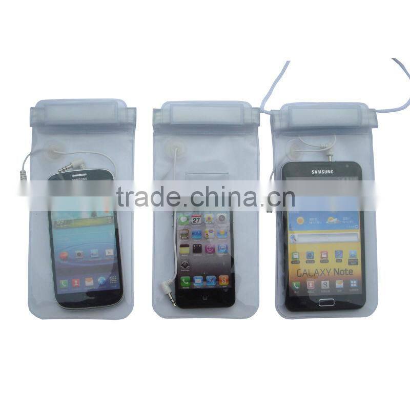 2012 Hot selling white waterproof bag for mobile phone with three waterproof zippers