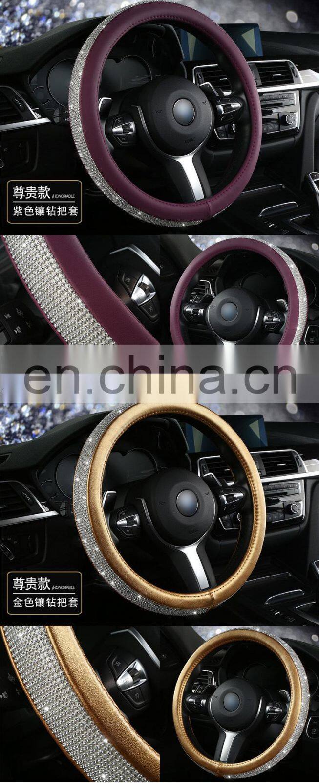 Bling Bling Car Steering Wheel Cover Protector For Women Girls Rhinestones Crystal Car Interior Decoration Auto Accessories
