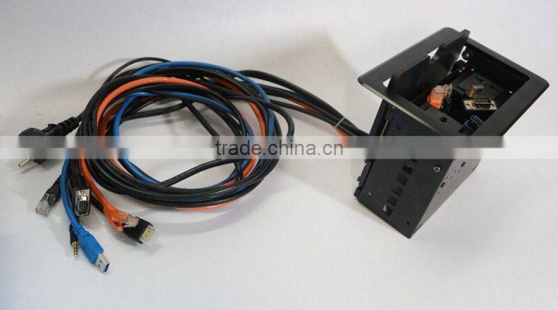 BW Audiovisual Office Furniture Wire Box For Table Top/Desk Power Outlet Box With Cables