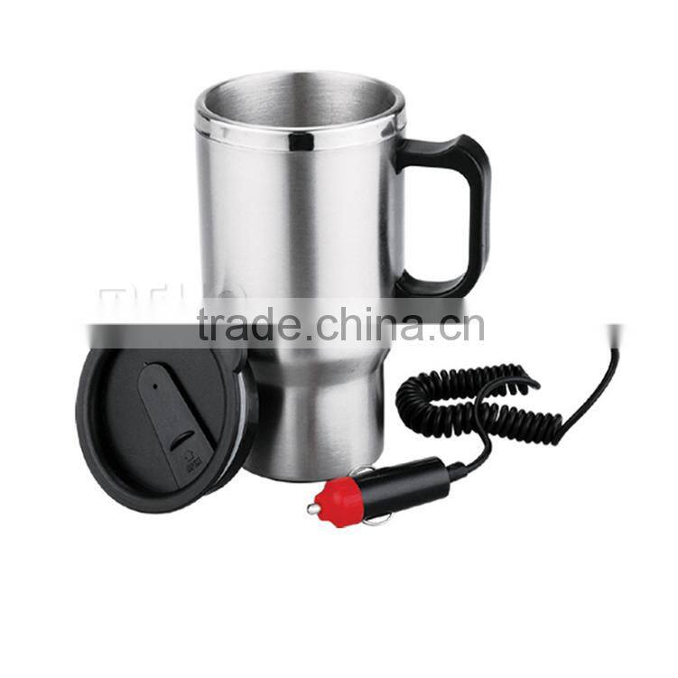 Stainless Steel Auto Heated Travel Coffee Tea Mug Cup With Car Charger