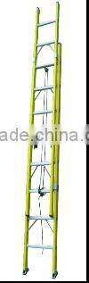 telescopic fiber glass extension ladder yellow/red colour