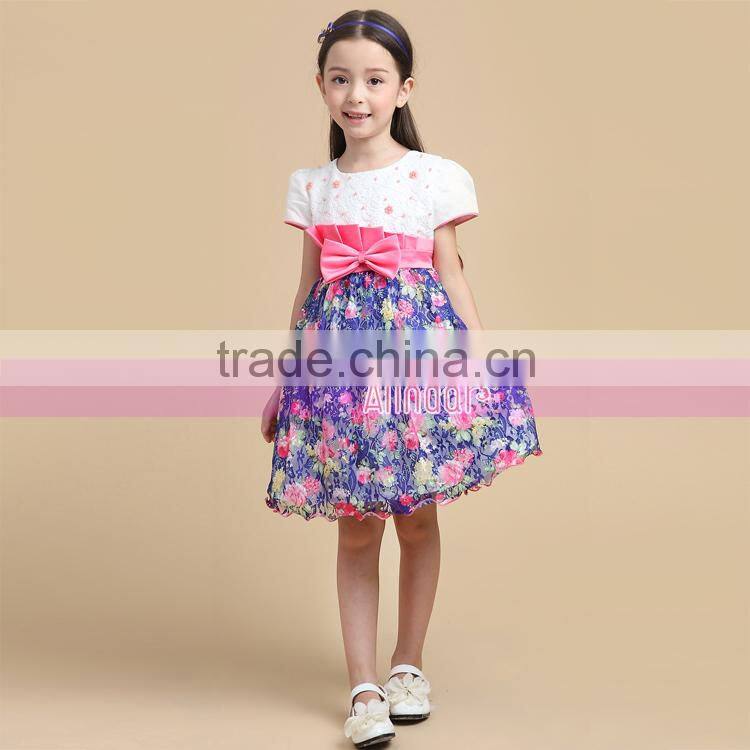 Chinese Garment Factory Computer Embroidered Little Girl Dresses 6 Years