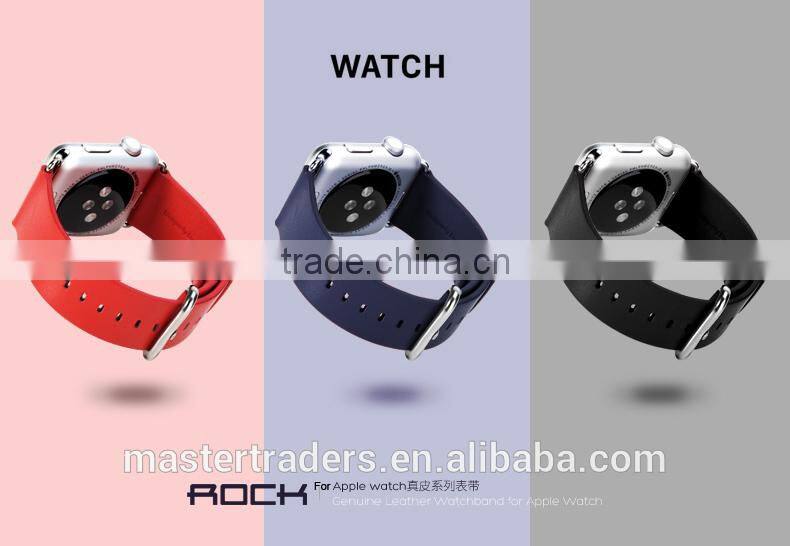 Original Rock 38MM Buckle Genuine Leather Watch Band Wrist Strap With 12 Holes For Apple Watch MT-3510