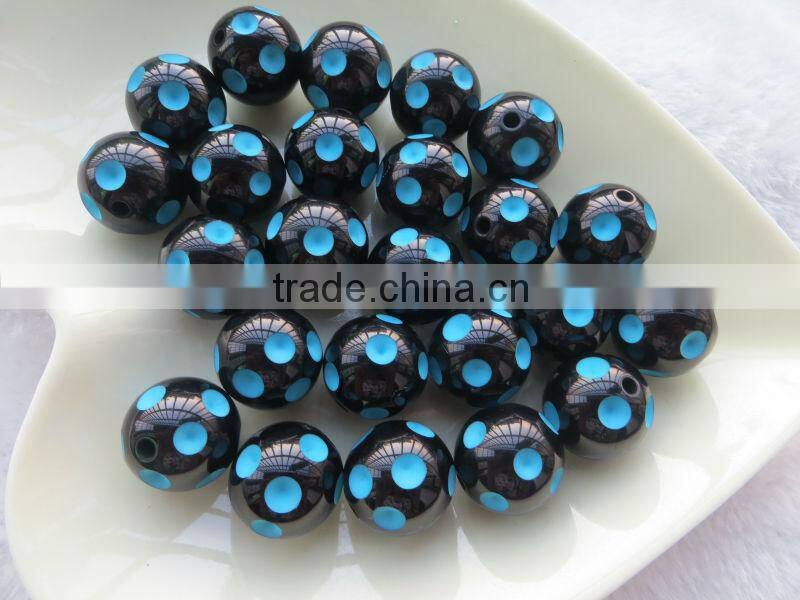 Jewelry 20mm Black with Lime Green Color beads HalloweenResin Polka Dot Beads for bulk bubblegum beads chunky necklace