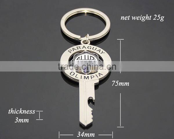 Paraguay Olimpia Souvenirs Key Shaped Spinning Metal Novelty Bottle Opener Keychain