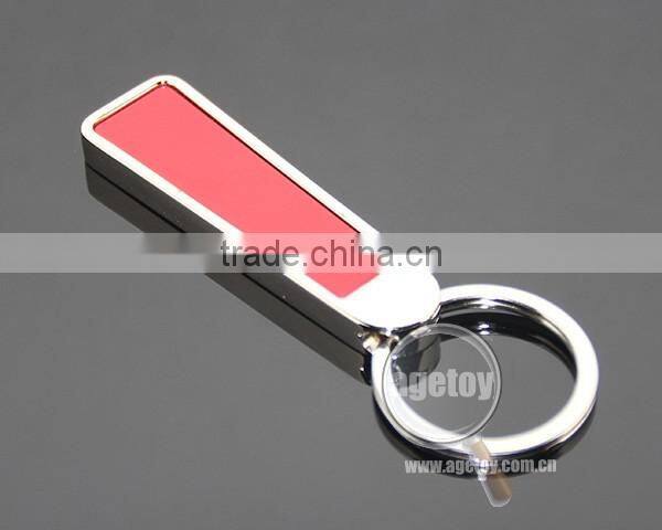 Promotional Trapezoid Stainless Steel Keyring Zinc Alloy Silver Plated Highly Polished Metal Blank Key Ring