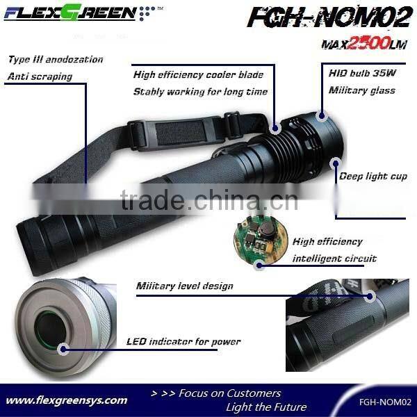 rechargeable 18650 battery 35W HID flashlight