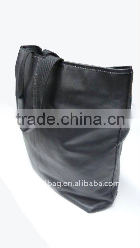 large black leather tote bag