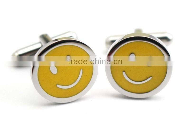 Classic Stainless Steel Baby Face Smiling Emoji Cufflink For Men