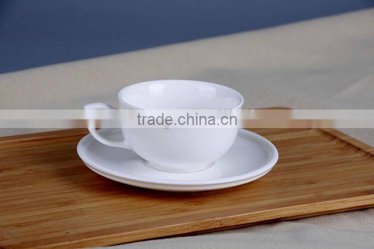 white chafing ceramic coffee cup with handle