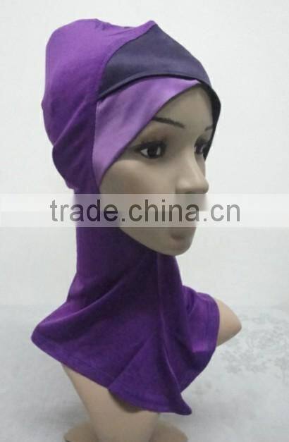 C049 new style both sides two color satin crossover ninja inner underscarf,full underscarf to cover neck