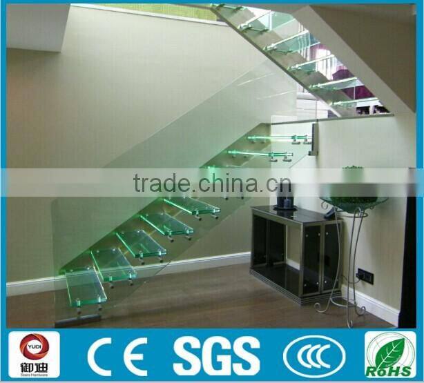 Modern Customized tempered glass floating stairs/staircase YUDI, YD-BF100