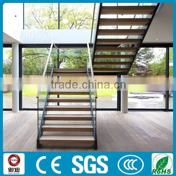 decorative residential steel wood straight staircase