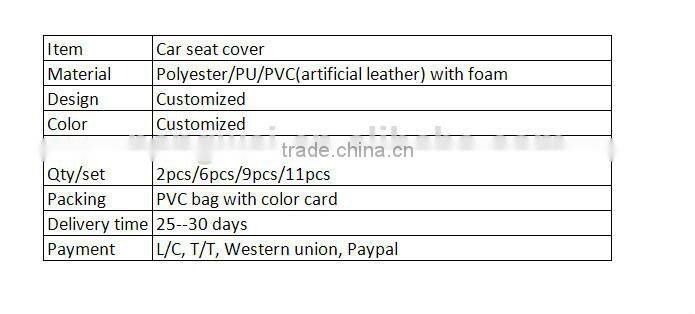 Fashion PU car seat covers/Universal design car seat cover