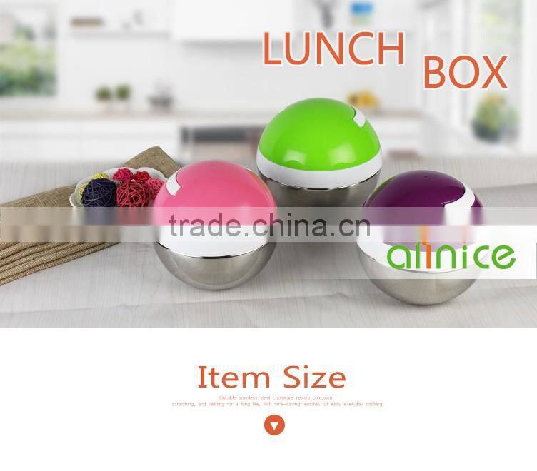 Creative ball shaped design protable stailess steel thermos lunch box/tiffin box