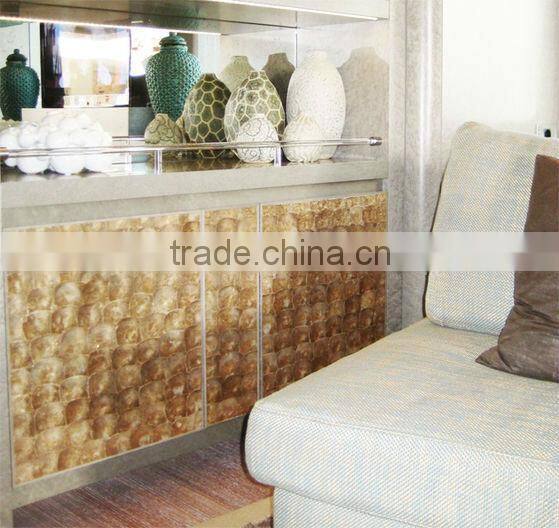 Natural capiz gold mother of pearl seashell mosaic wall tile wall panel