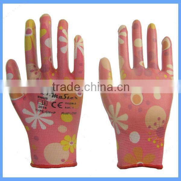 CE approved 13g nylon popular print gloves for General handing