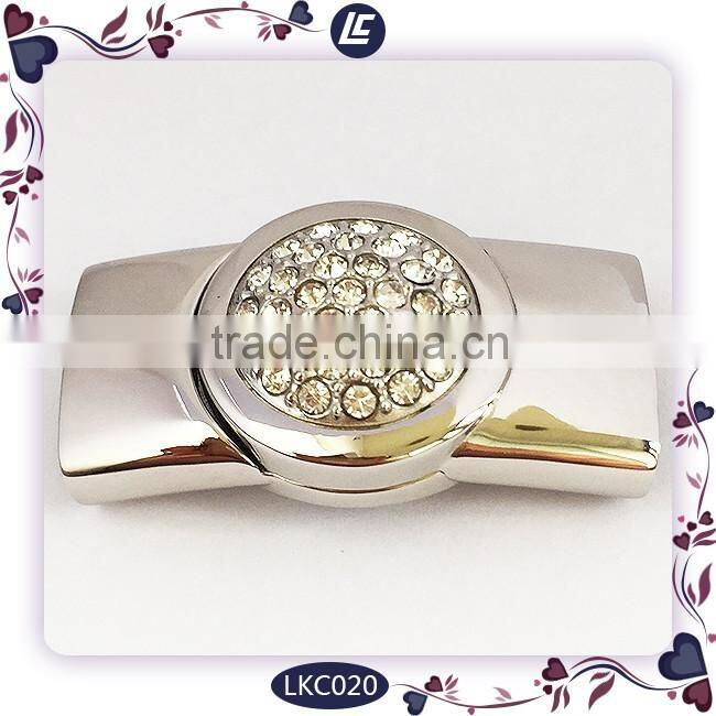decorative crystal magnetic jewelry clasps for flat leather bracelets