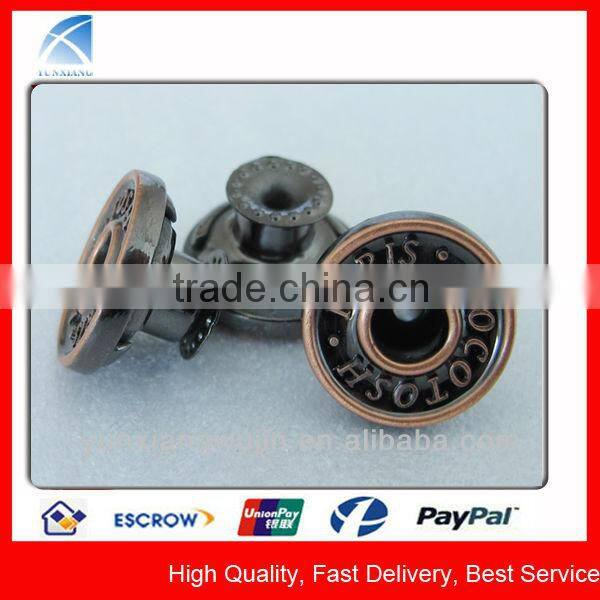 YX4513 Custom Made Embossed Metal Black Shank Buttons