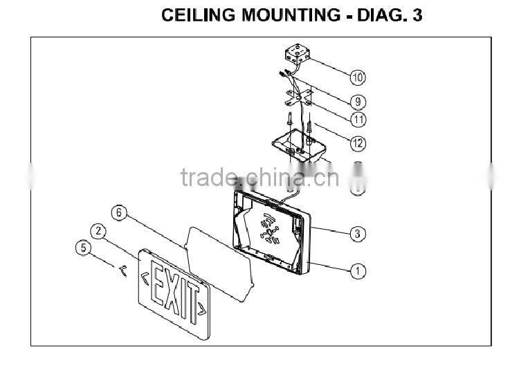 Ni-Cd Battery Best Quality Ceiling Mounted Led Emergency Exit Sign
