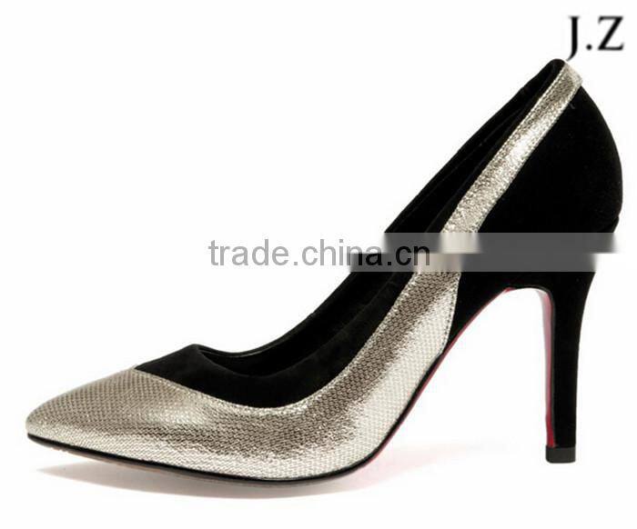 O77 custom made pump shoes black and sliver upper dress shoes for women new collection