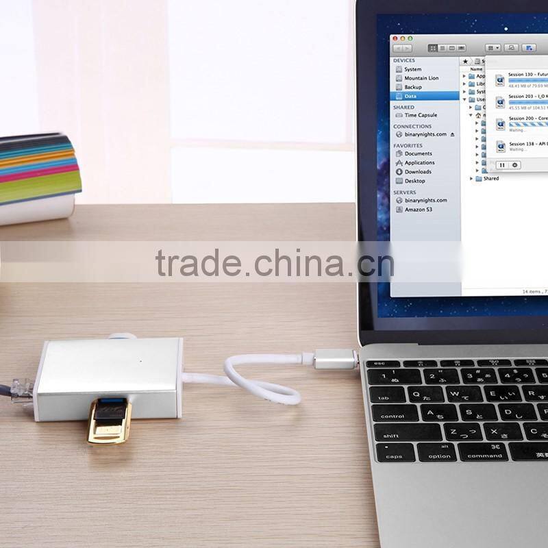 3.0 USB&RJ45 100M&Type C Female Charging Port USB C HUB