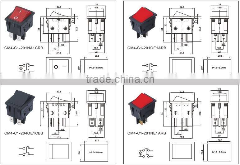 Kcd4 4-pin rocker switch series 20a electrical switch pressure switch manufacturers