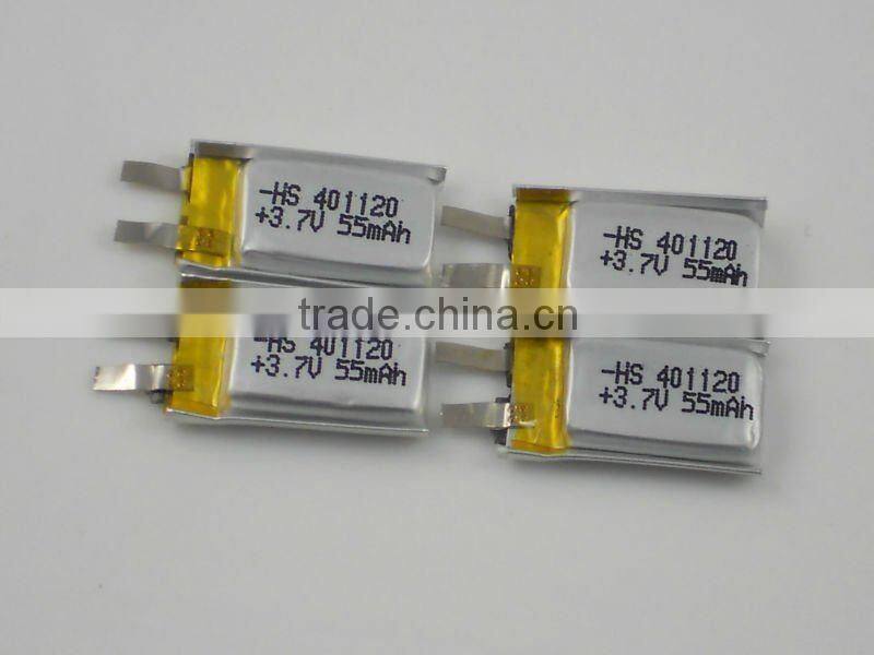 401120 3.7v 55mAH small Bluetooth battery