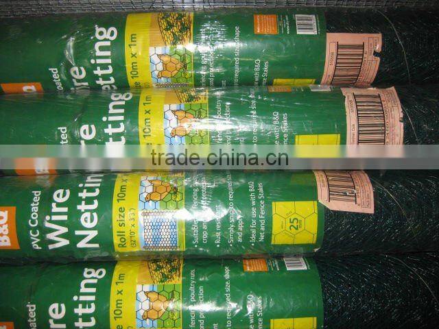plastic coated chicken wire netting / aviary cage wire mesh /hexagonal wire netting from manufacturer