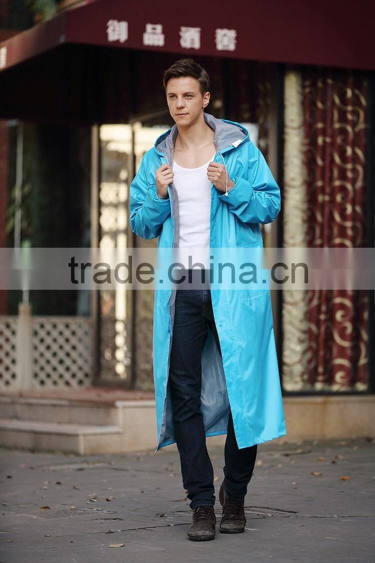 Adult Foldable Waterproof Hooded Long Rain Jacket Raincoat durable polyester raincoat