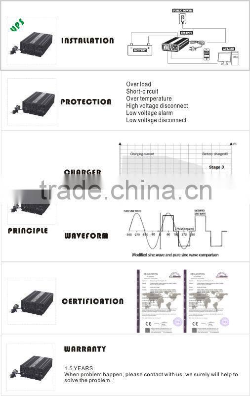 UPS series 12V dc TO 230V ac 2000W 15A modified sine wave power Inverter with charger (UPS2000)
