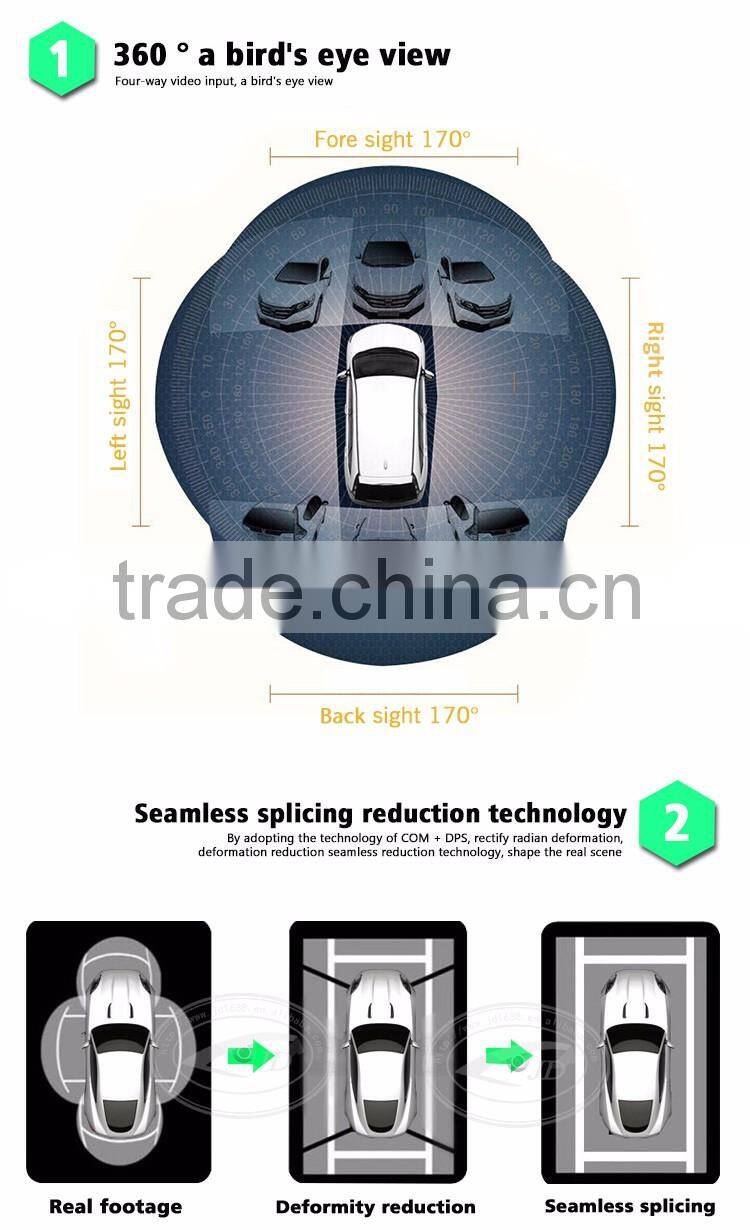 Seamless Splicing with 4 video input 360 degree car camera system parking system