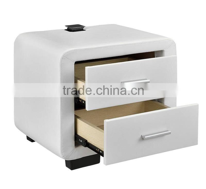 Italian design faux leather PU bedeside table or night stand with two drawers