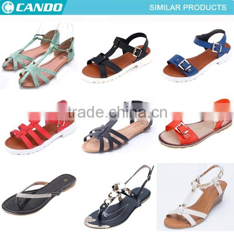 Latest ladies fancy design black pu leathaer flat sandals with ankle tassel strap women summer shoes pictures