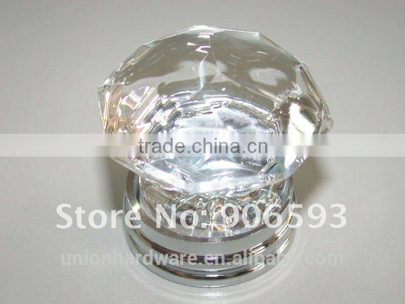 Modern european crown shape crystal cabinet door knob 35mm on brass base