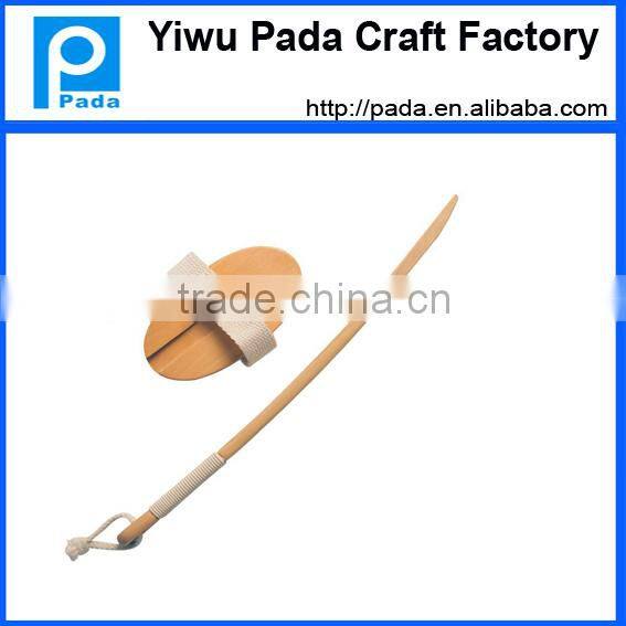 wood dry body brush with 100% natural,long curved handle,detachable head