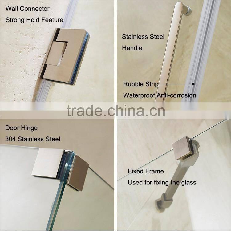 2016 Free standing Clear 6-10mm Tempered Glass Bathroom Frameless 2 Sided Hinged Glass Shower Enclosure Simple Shower Room Cabin