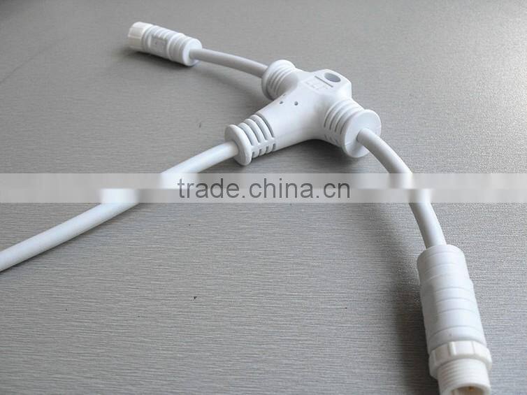 white color led lighting cable joint outdoor waterproof T connector tee connectors