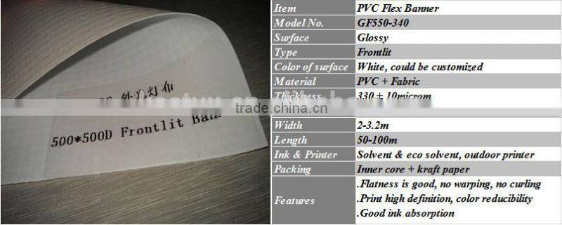 550-340g Glossy Frontlit PVC Flex Banner roll