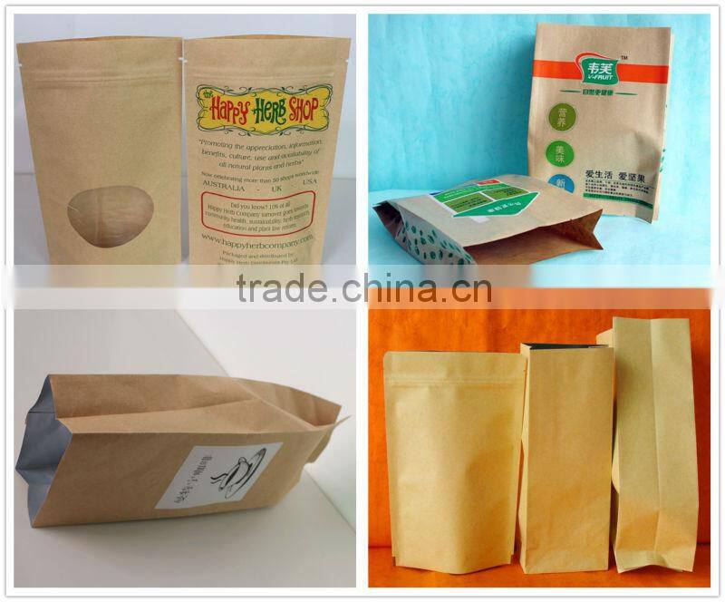 stand up kraft paper bag with zipper for herbal tea packaging