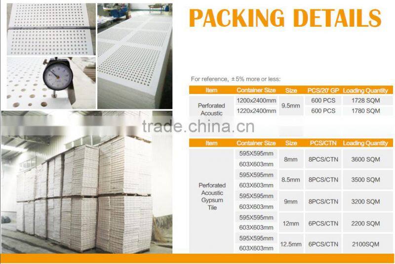 Wooden Acoustic Perforated Gypsum Ceiling Tile Made in China Good Quality Soundproof