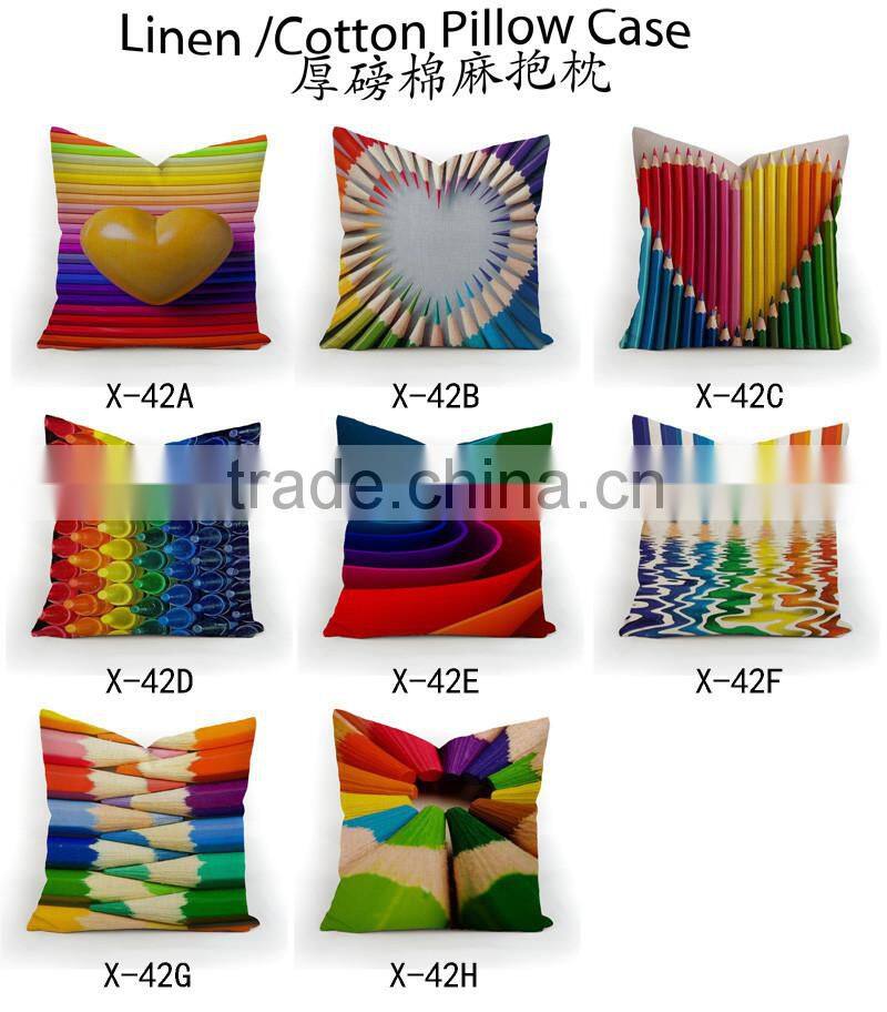 2016 latest design throw pillow cover colour pen painting design backrest pillow cover